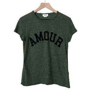 Zadig & Voltaire Walk Chine Amour Crew Neck Tee Shirt Olive Green Size XS